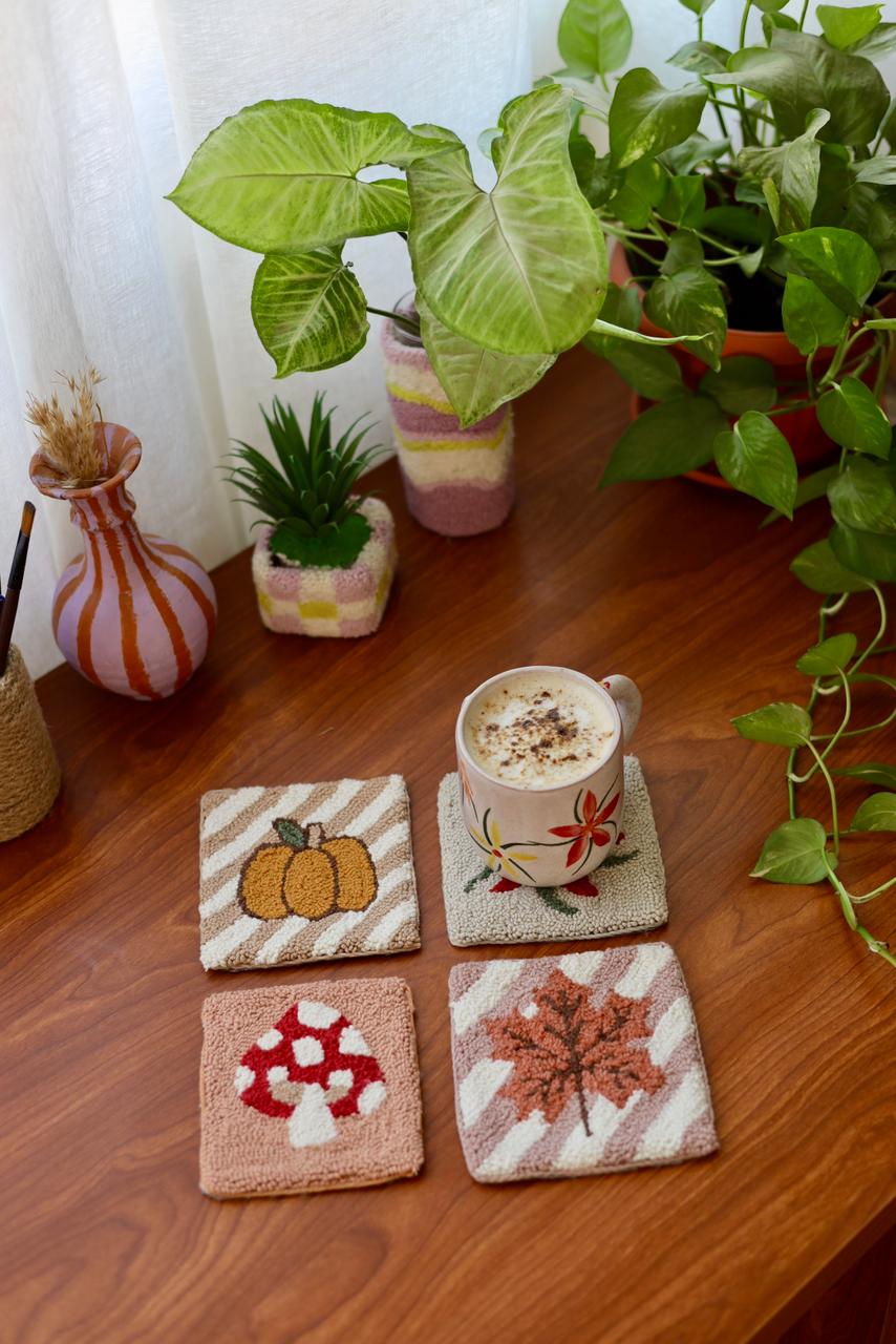π Fall-Inspired Punch Needle Coasters Collection π