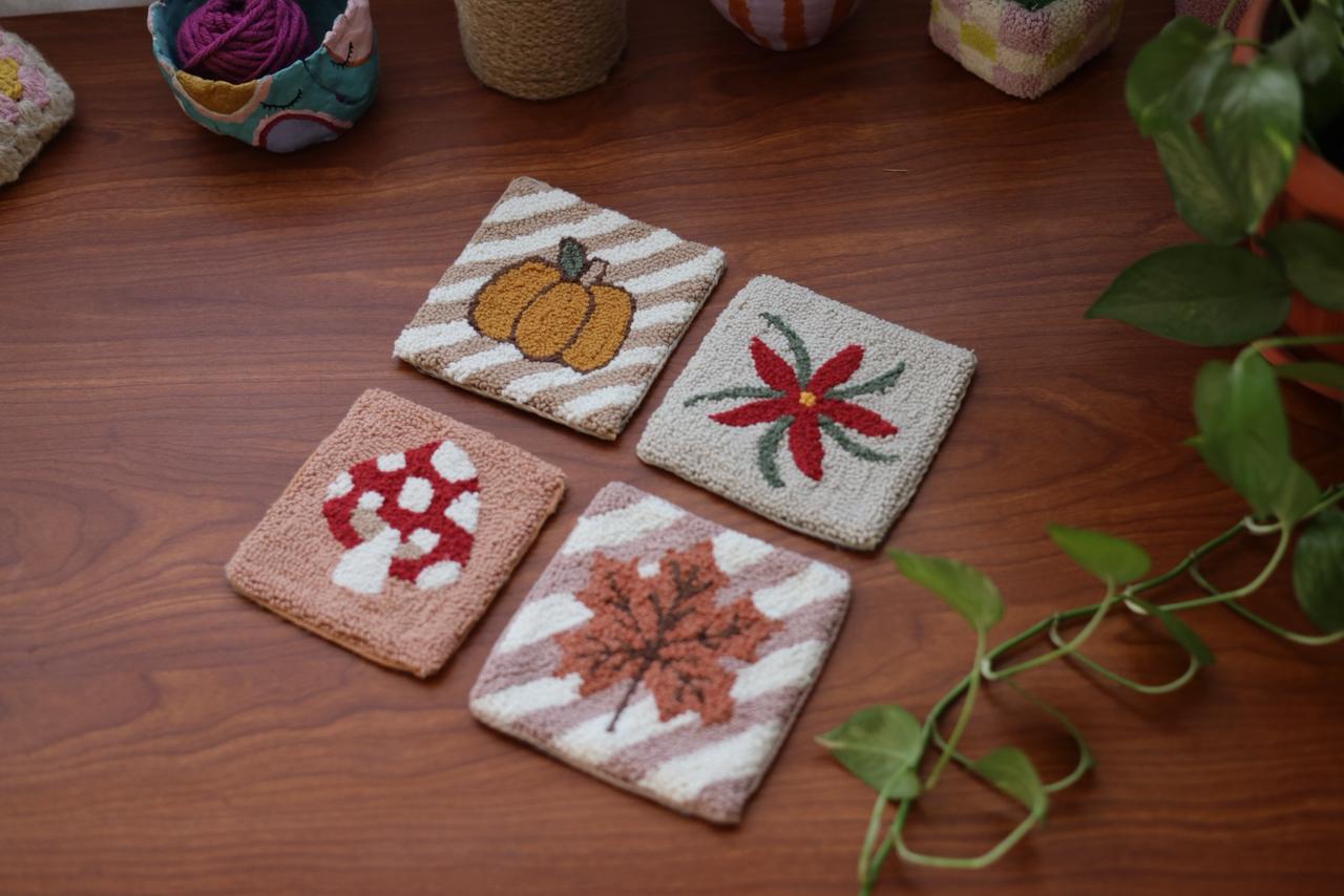 π Fall-Inspired Punch Needle Coasters Collection π