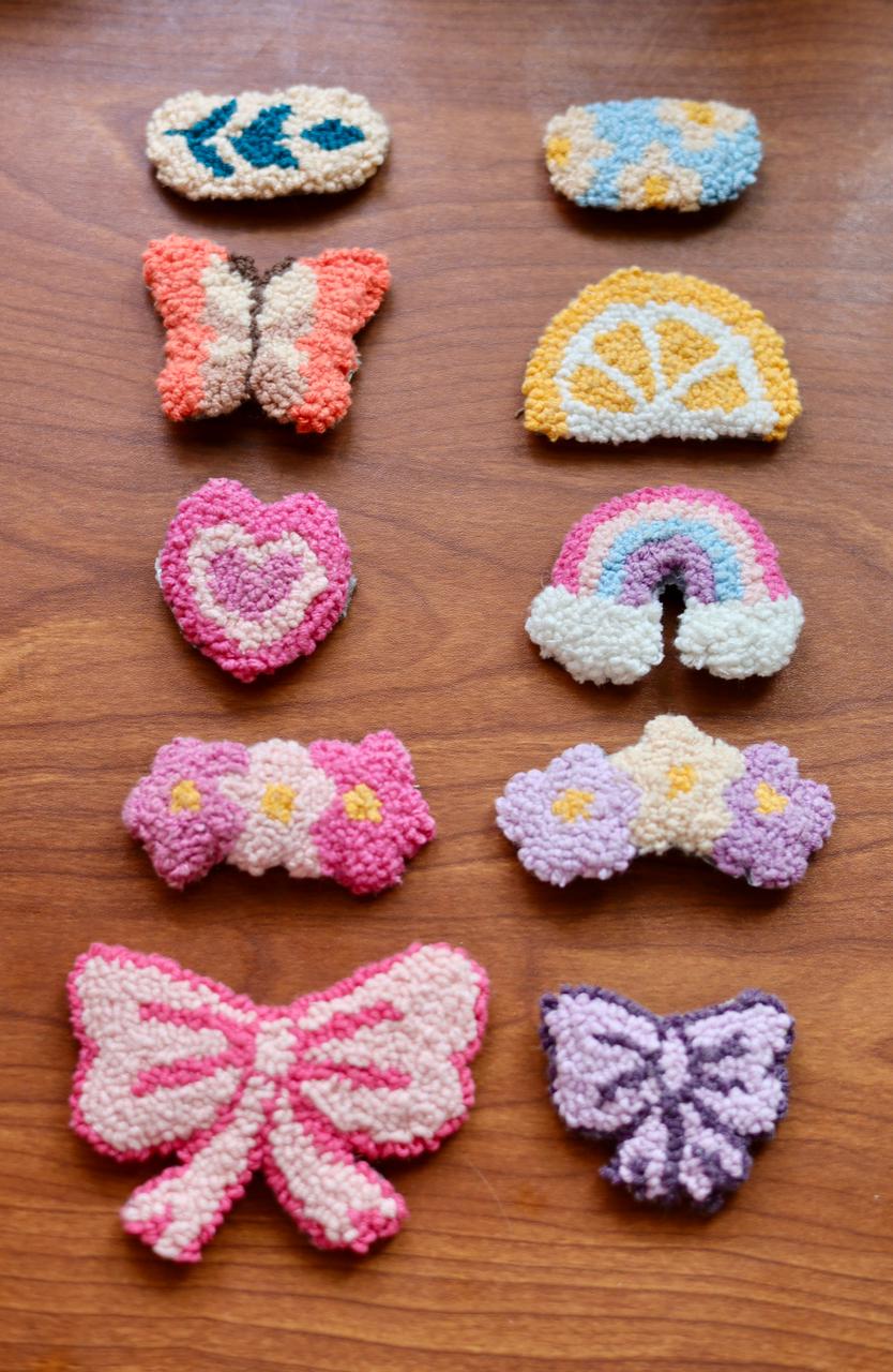 π Whimsical Punch Needle Hair Clips β Girly Collection πβ¨