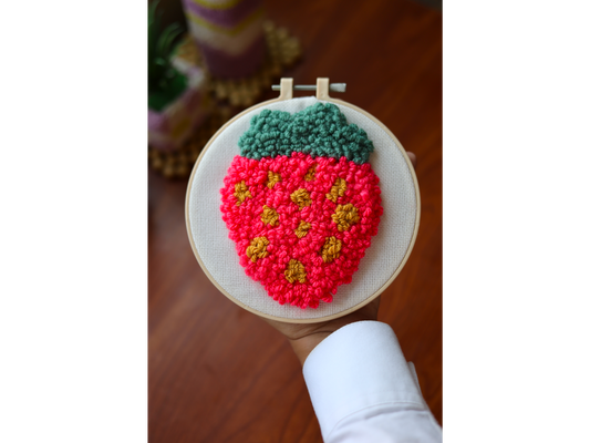 Strawberry Punch Needle Kit – Made for Beginners & Creative Kids (10+)