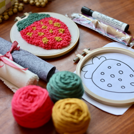 Strawberry Punch Needle Kit – Made for Beginners & Creative Kids (10+)