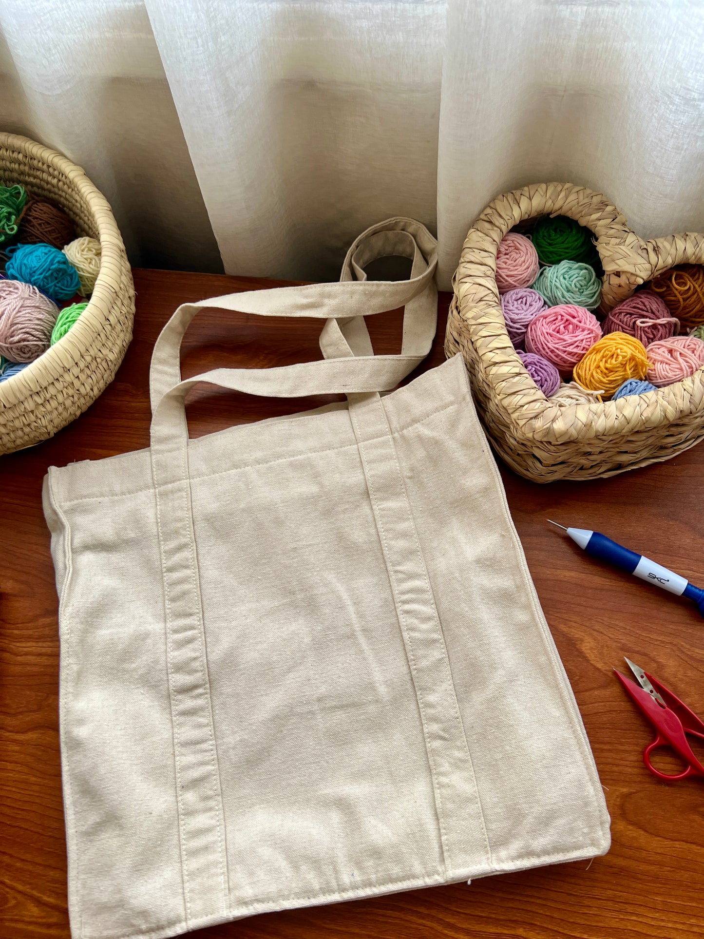 Large Punch Needle Tote Bag (40 × 40 × 10 cm)