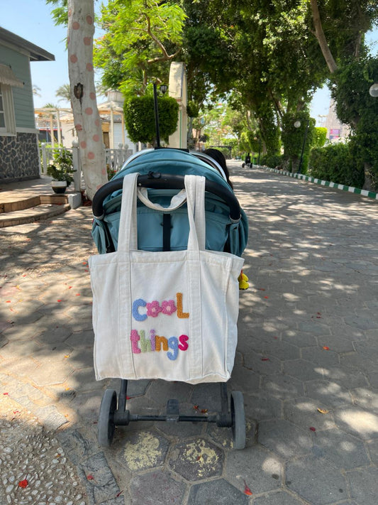 Multi-Pocket Punch Needle Tote Bag – “Cool Things” Customizable Design