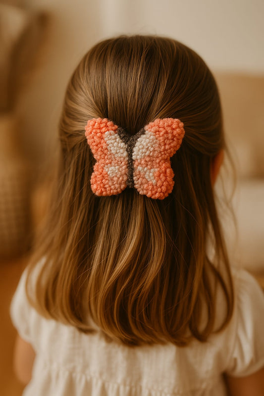 🎀 Whimsical Punch Needle Hair Clips – Girly Collection 🌈✨